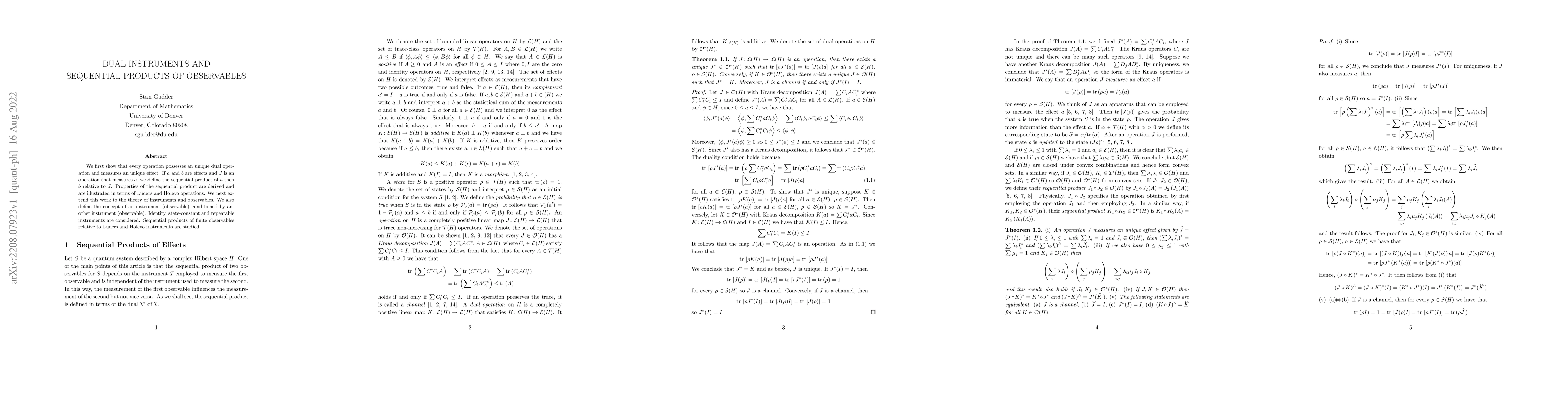 Thumbnail for Dual Instruments and Sequential Products of Observables