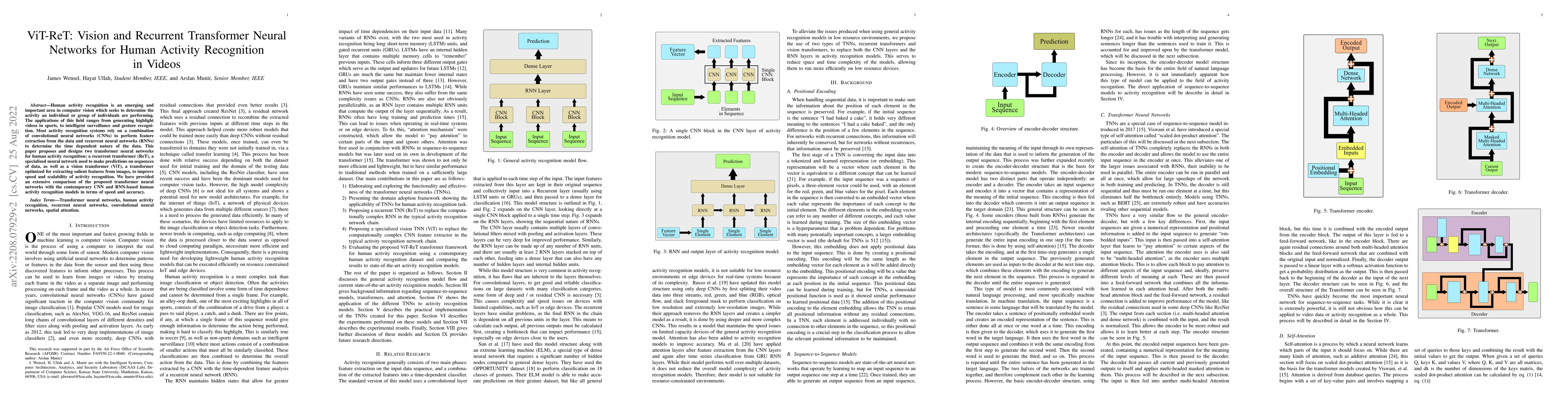 Thumbnail for ViT-ReT: Vision and Recurrent Transformer Neural Networks for Human
  Activity Recognition in Videos