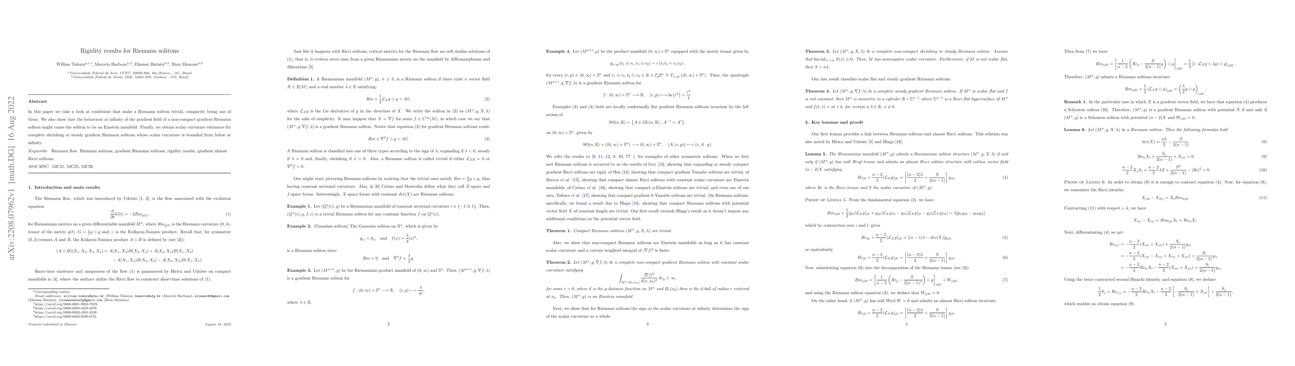 Thumbnail for Rigidity results for Riemann solitons