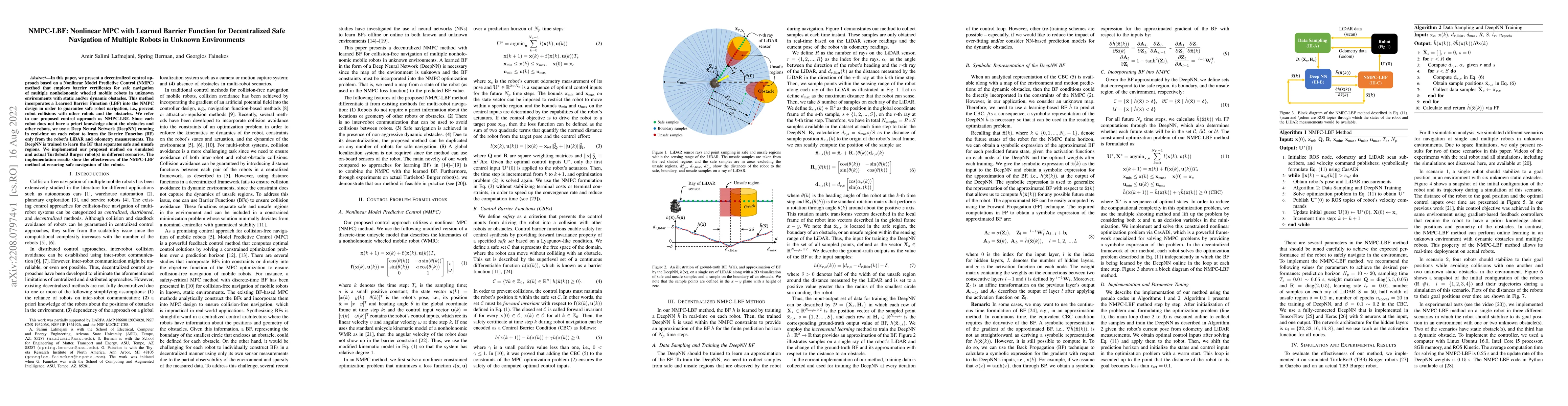 Thumbnail for NMPC-LBF: Nonlinear MPC with Learned Barrier Function for Decentralized
  Safe Navigation of Multiple Robots in Unknown Environments
