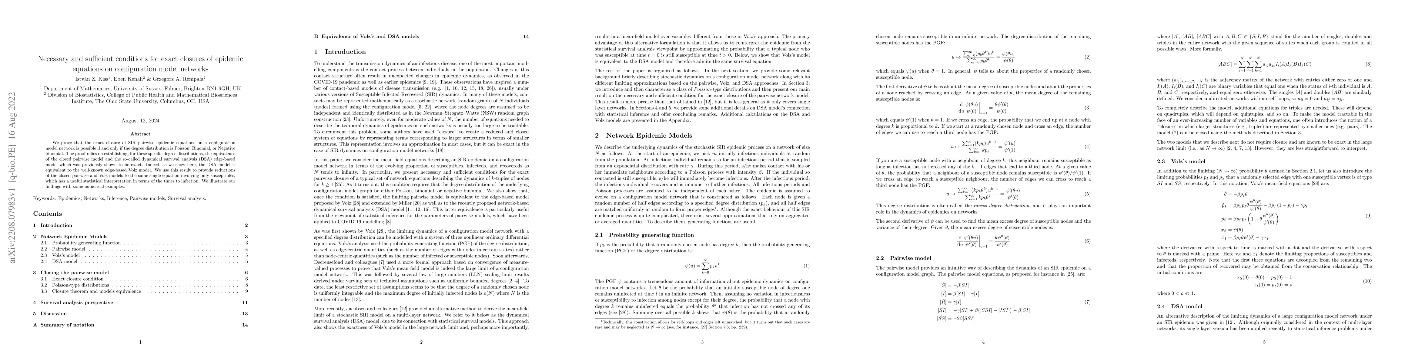 Thumbnail for Necessary and sufficient conditions for exact closures of epidemic
  equations on configuration model networks
