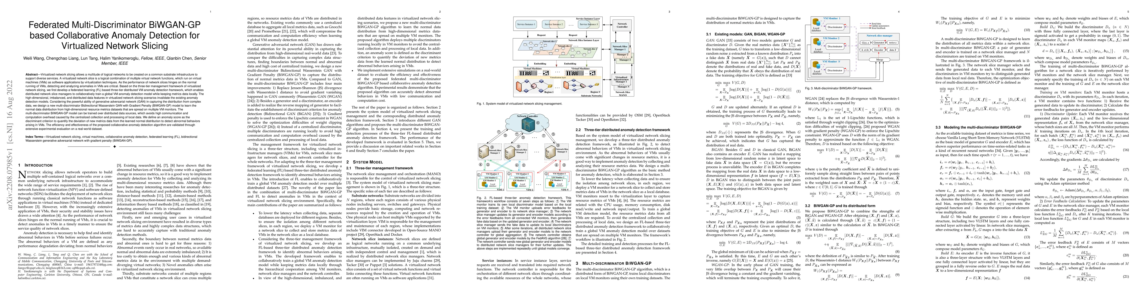 Thumbnail for Federated Multi-Discriminator BiWGAN-GP based Collaborative Anomaly
  Detection for Virtualized Network Slicing