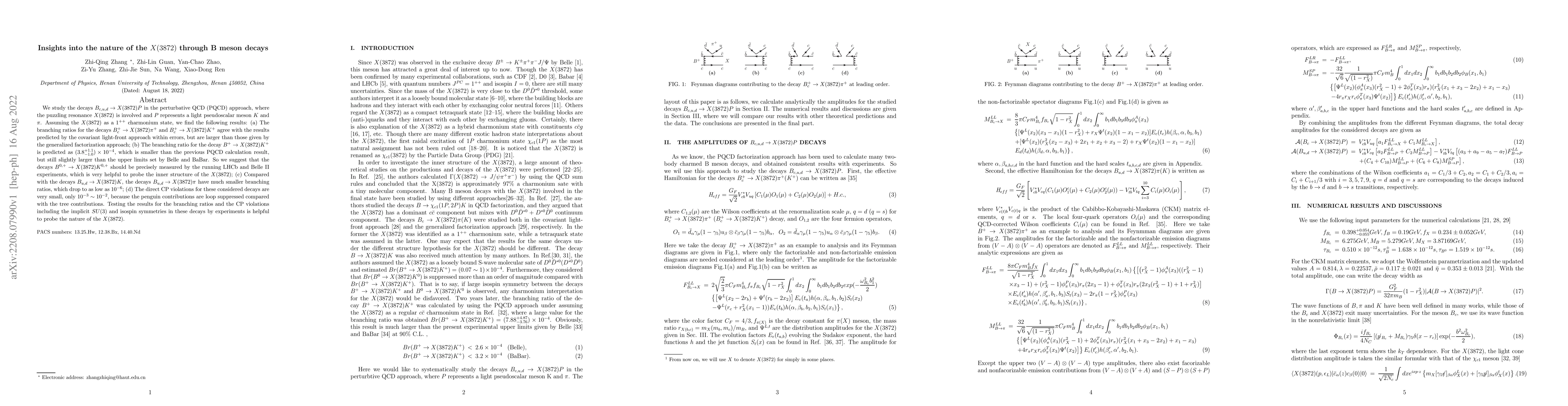 Thumbnail for Insights into the nature of the $X(3872)$ through B meson decays