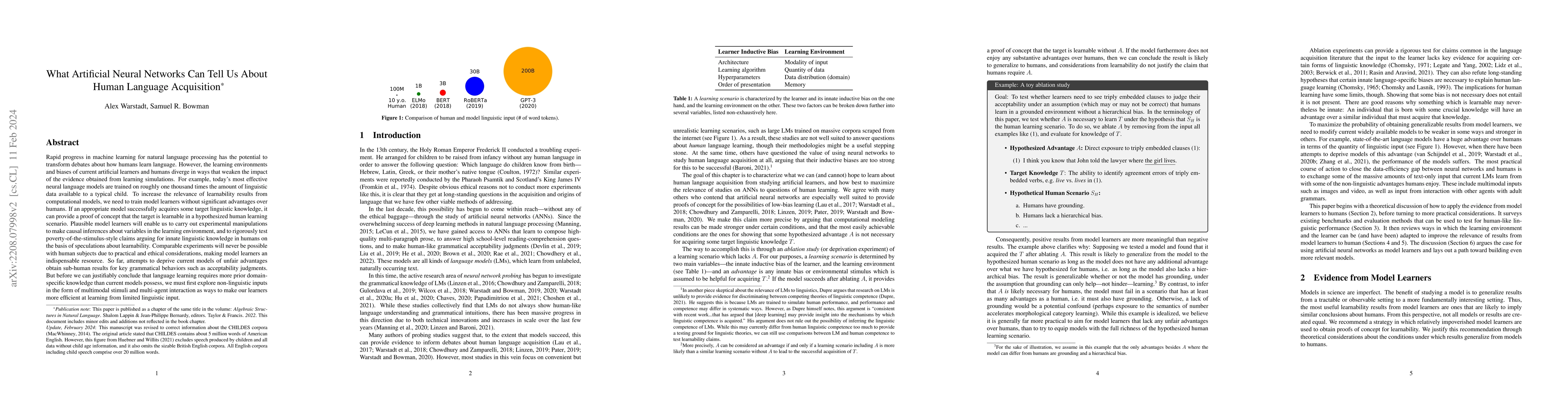 Thumbnail for What Artificial Neural Networks Can Tell Us About Human Language
  Acquisition