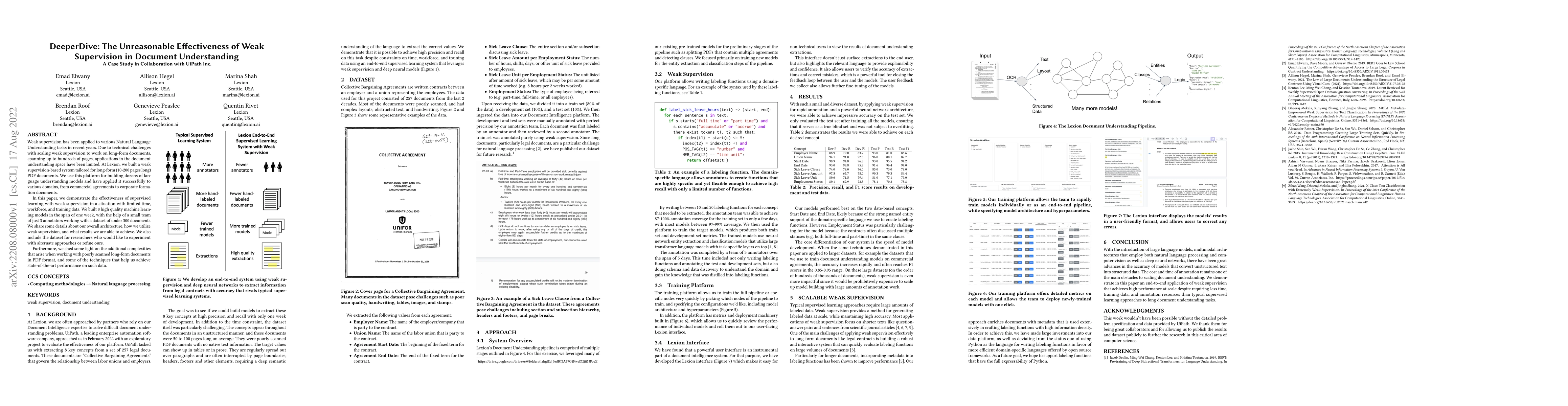 Thumbnail for DeeperDive: The Unreasonable Effectiveness of Weak Supervision in
  Document Understanding A Case Study in Collaboration with UiPath Inc