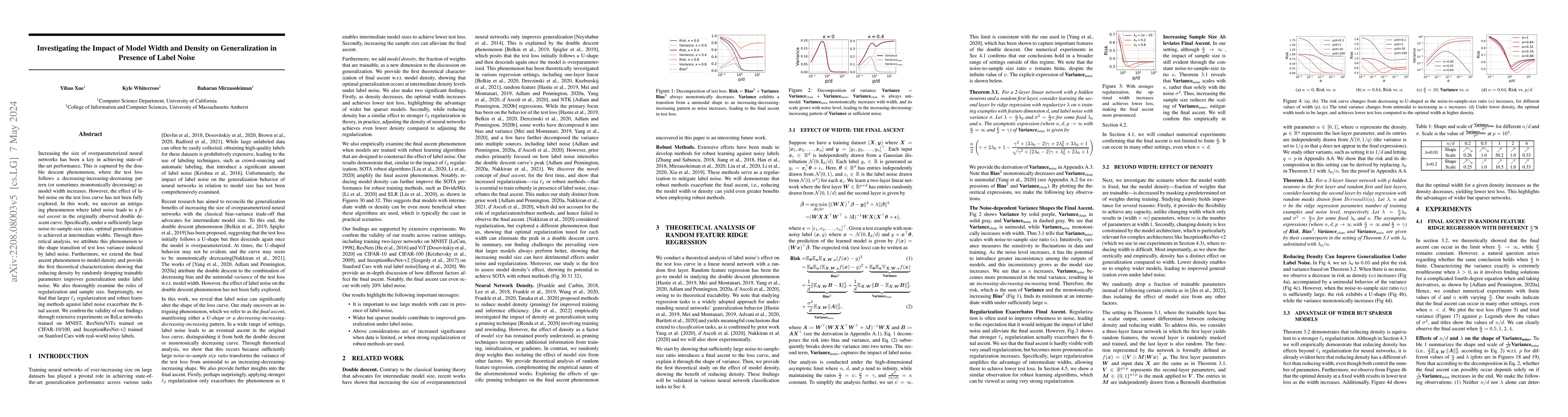 Thumbnail for Investigating the Impact of Model Width and Density on Generalization in
  Presence of Label Noise