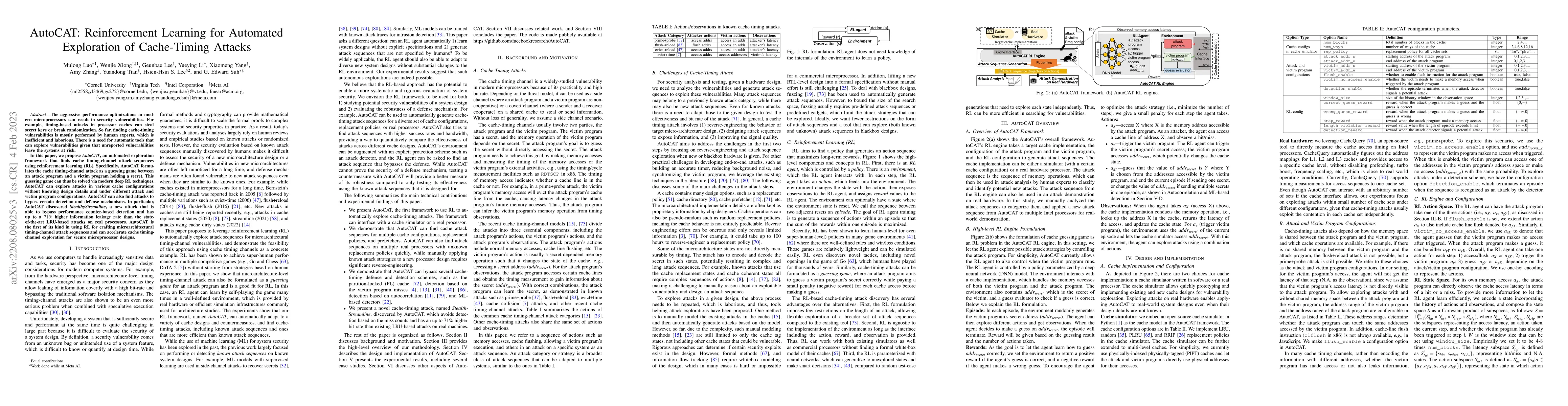Thumbnail for AutoCAT: Reinforcement Learning for Automated Exploration of
  Cache-Timing Attacks