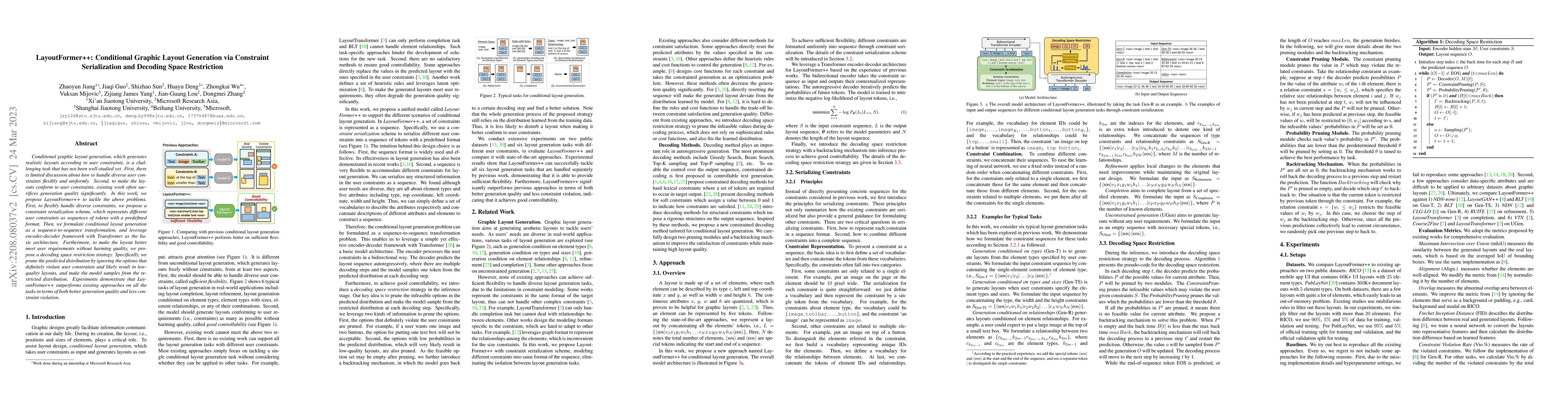 Thumbnail for LayoutFormer++: Conditional Graphic Layout Generation via Constraint
  Serialization and Decoding Space Restriction