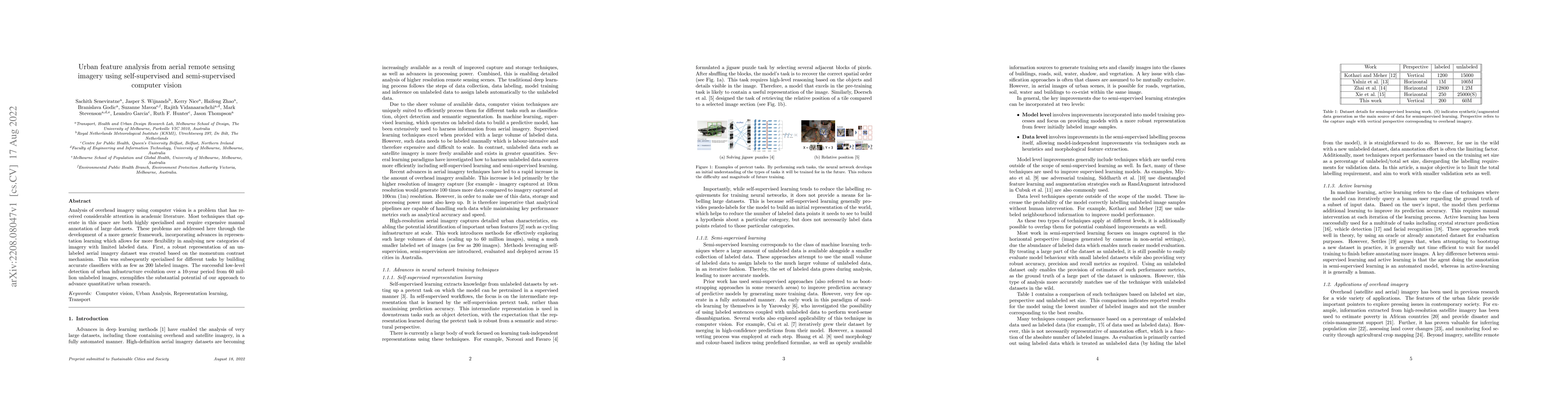 Thumbnail for Urban feature analysis from aerial remote sensing imagery using
  self-supervised and semi-supervised computer vision
