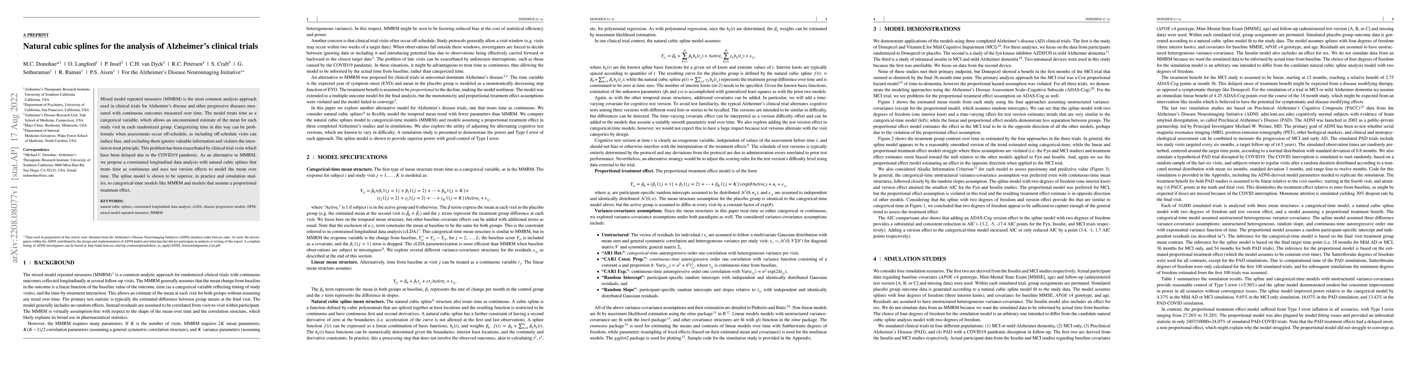 Thumbnail for Natural cubic splines for the analysis of Alzheimer's clinical trials