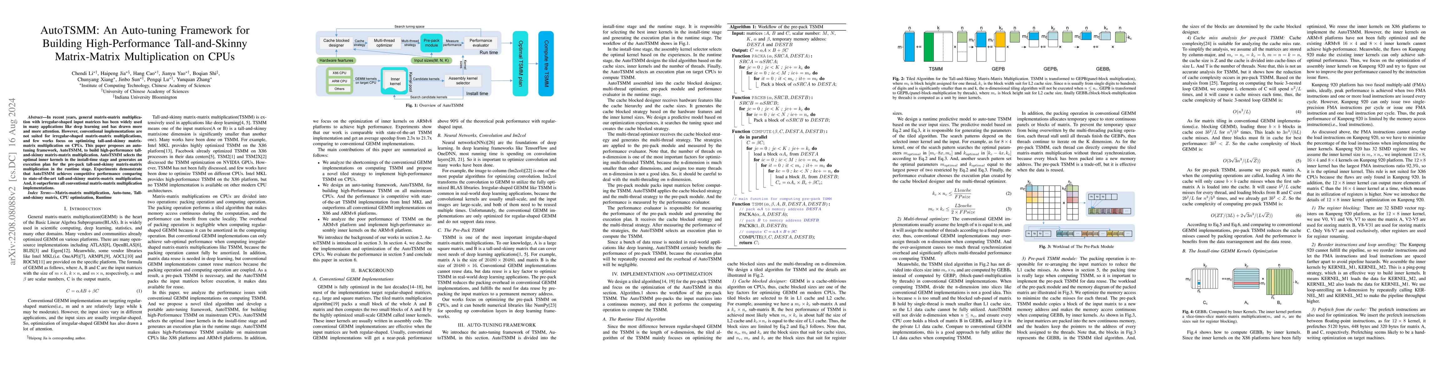 Thumbnail for AutoTSMM: An Auto-tuning Framework for Building High-Performance
  Tall-and-Skinny Matrix-Matrix Multiplication on CPUs