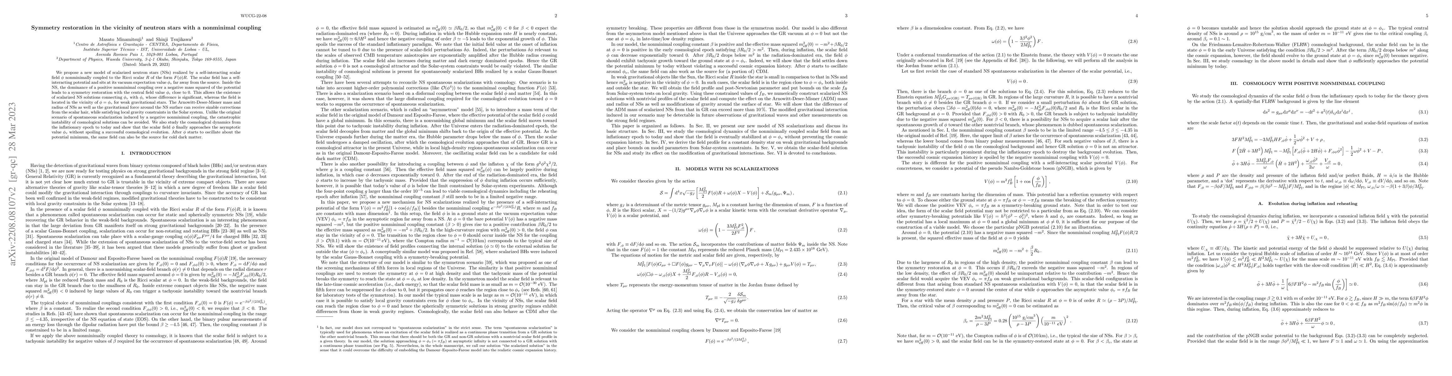 Thumbnail for Symmetry restoration in the vicinity of neutron stars with a nonminimal
  coupling