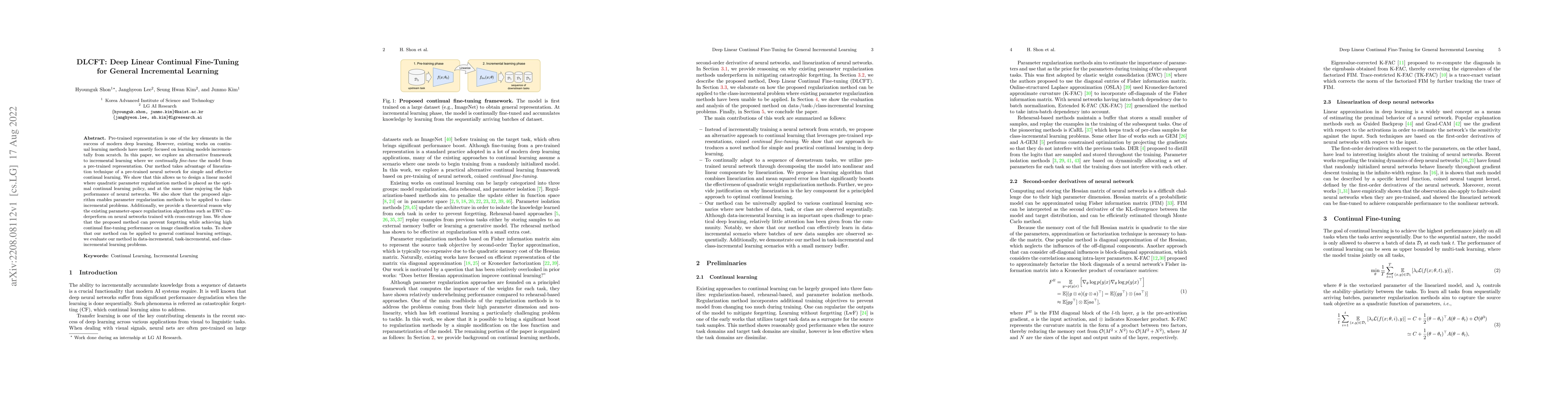 Thumbnail for DLCFT: Deep Linear Continual Fine-Tuning for General Incremental
  Learning