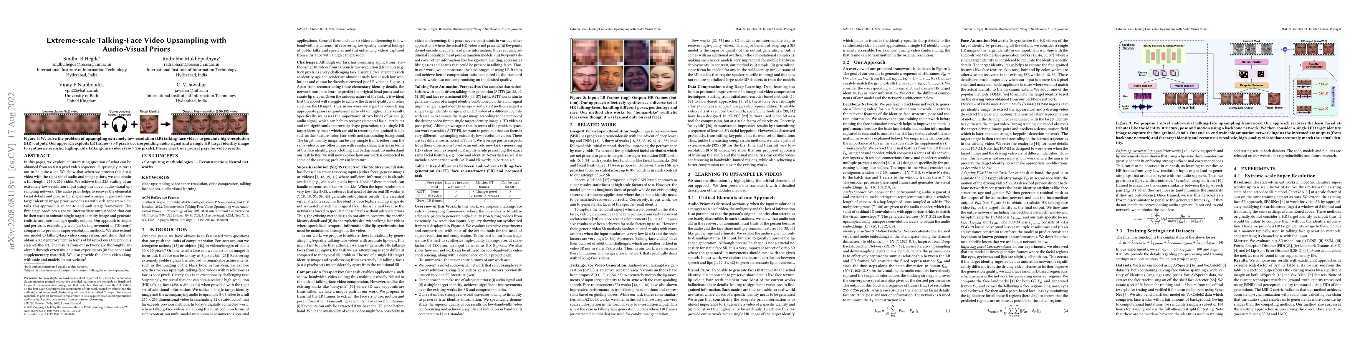 Thumbnail for Extreme-scale Talking-Face Video Upsampling with Audio-Visual Priors
