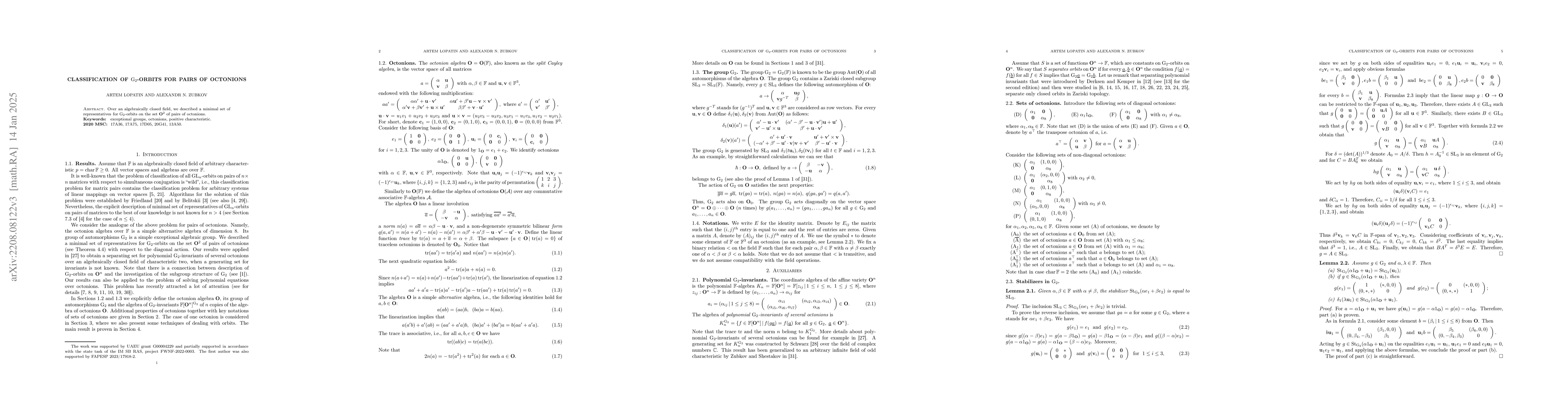 Thumbnail for Classification of G_2-orbits for pairs of octonions