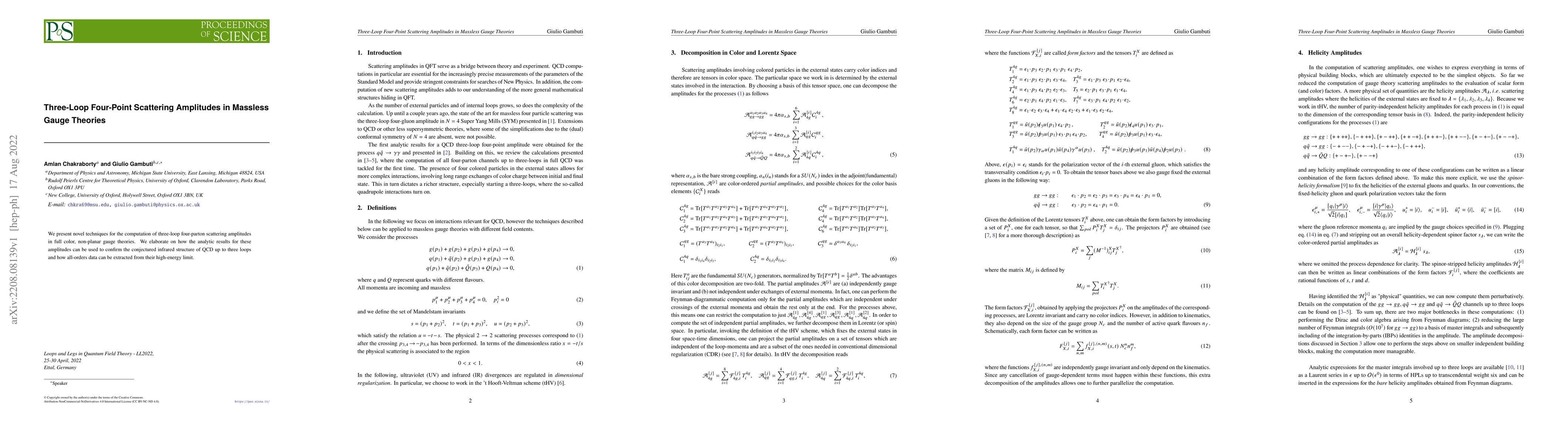 Thumbnail for Three-Loop Four-Point Scattering Amplitudes in Massless Gauge Theories