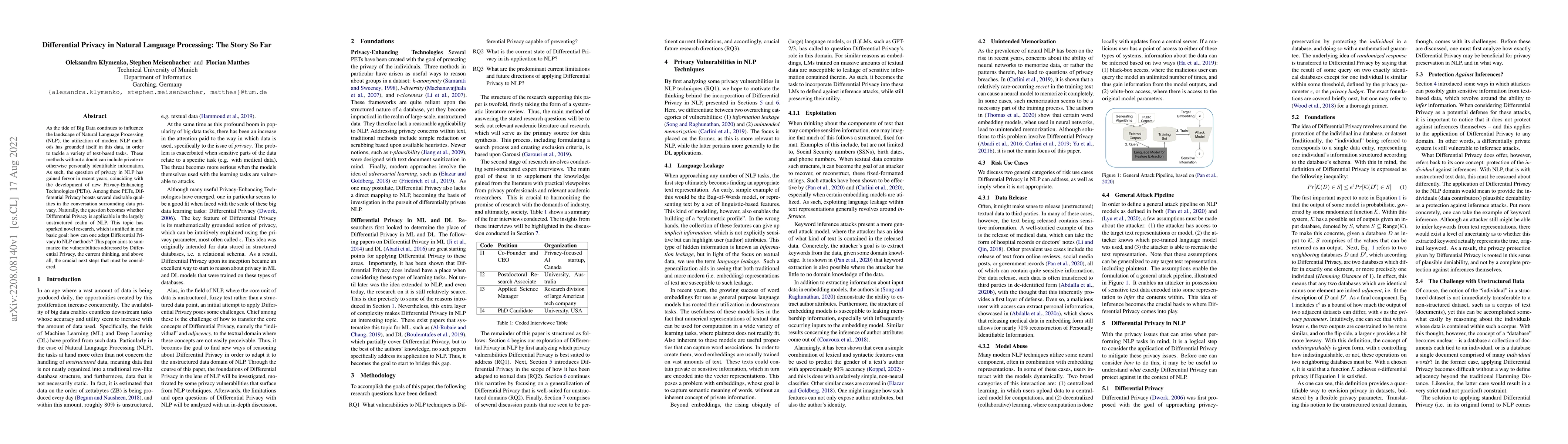 Thumbnail for Differential Privacy in Natural Language Processing: The Story So Far