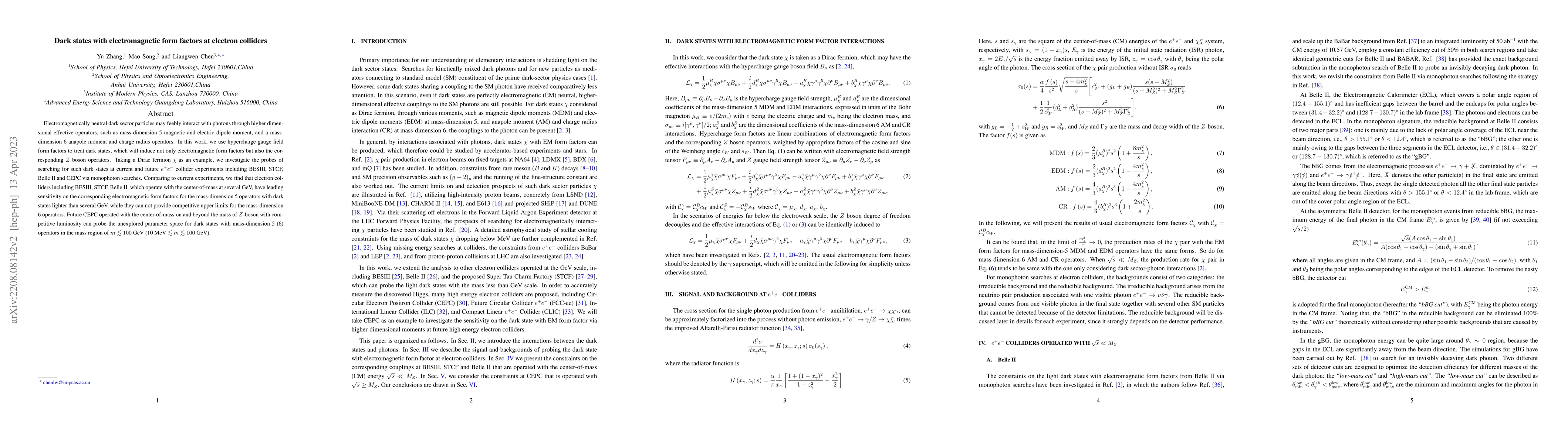 Thumbnail for Dark states with electromagnetic form factors at electron colliders