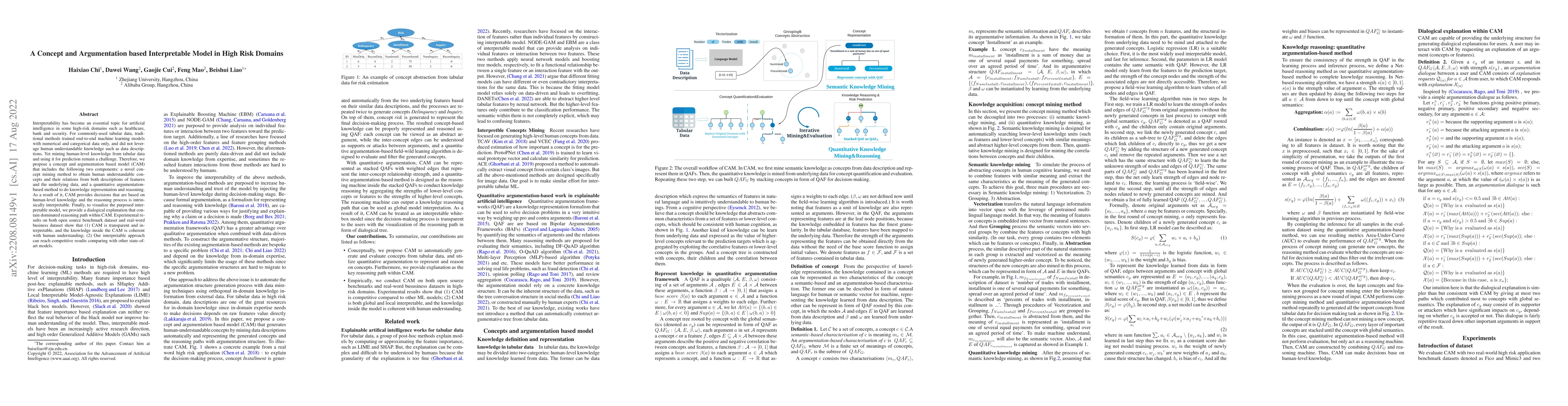 Thumbnail for A Concept and Argumentation based Interpretable Model in High Risk
  Domains