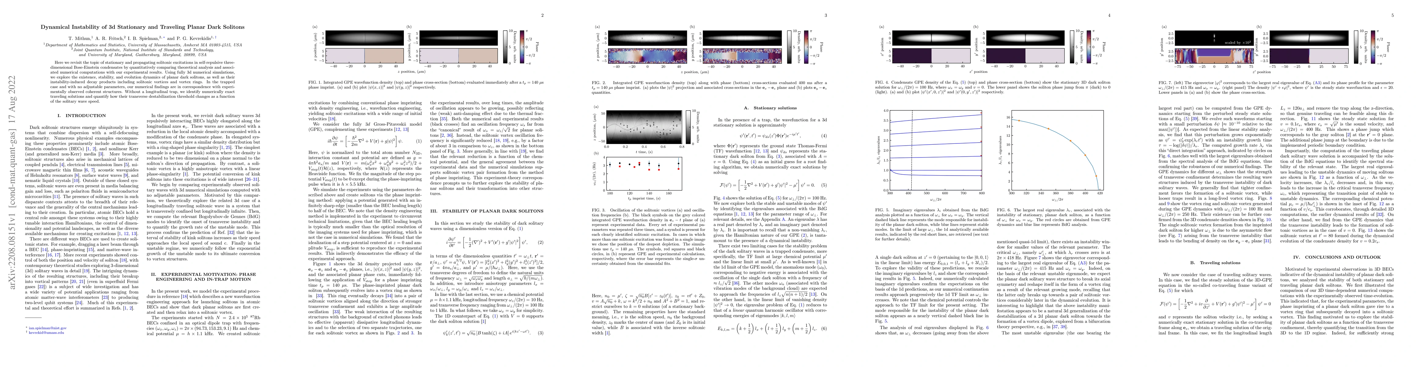 Thumbnail for Dynamical Instability of 3d Stationary and Traveling Planar Dark
  Solitons