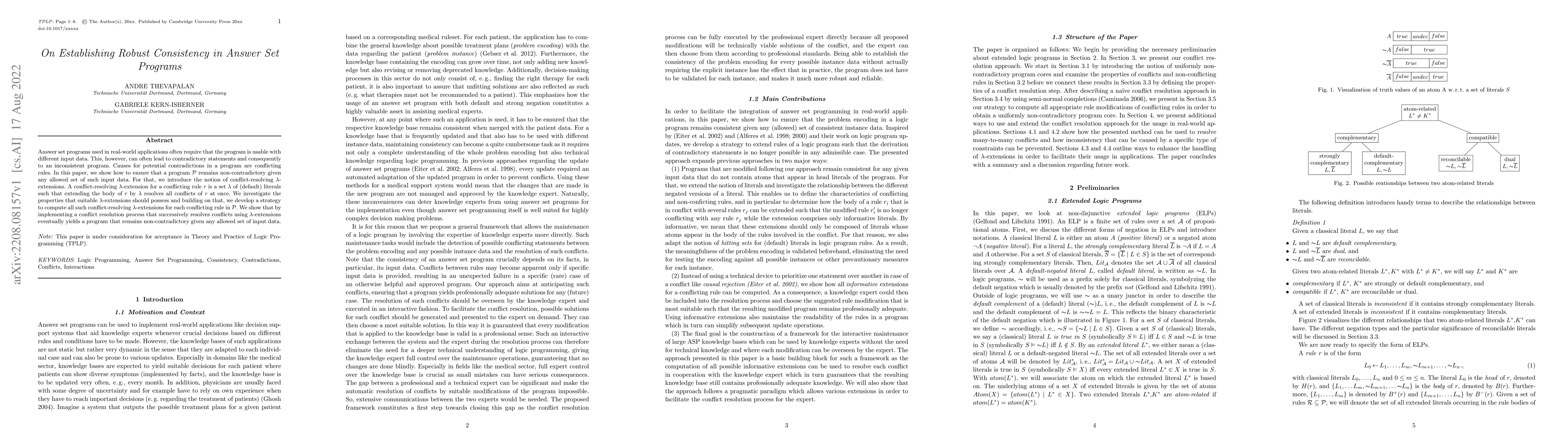 Thumbnail for On Establishing Robust Consistency in Answer Set Programs