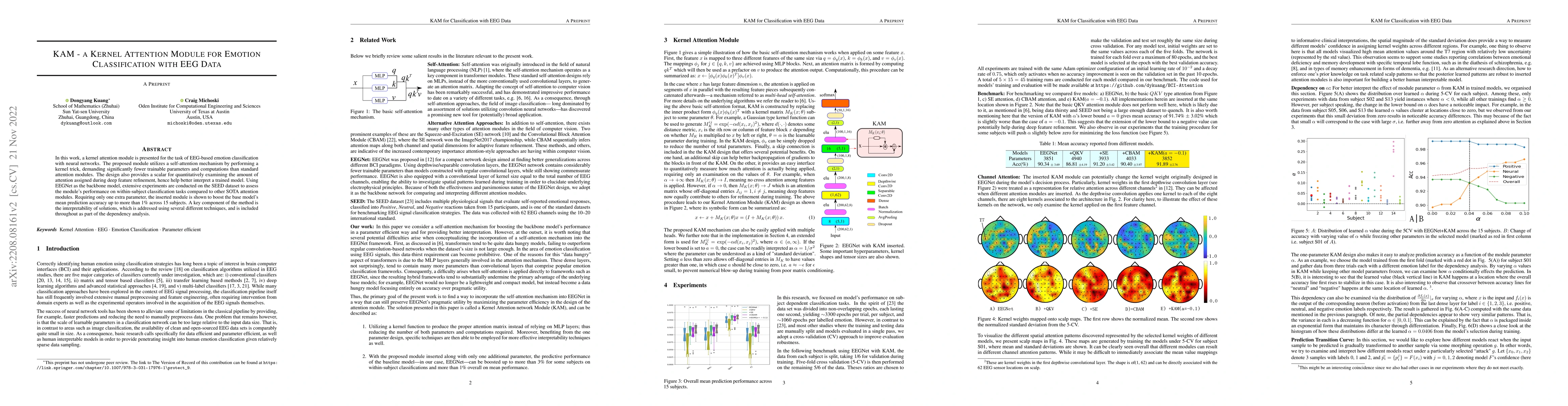 Thumbnail for KAM -- a Kernel Attention Module for Emotion Classification with EEG
  Data