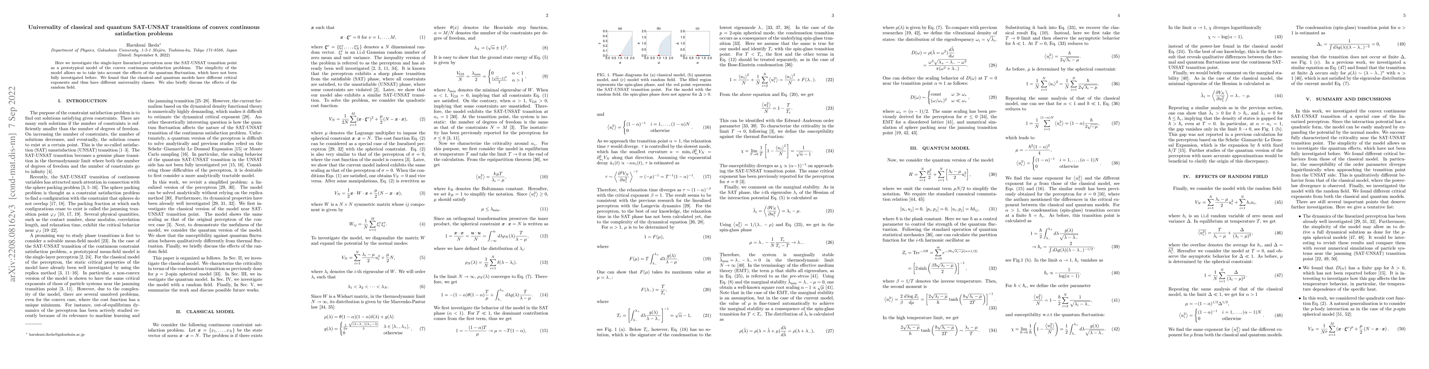 Thumbnail for Universality of classical and quantum SAT-UNSAT transitions of convex
  continuous satisfaction problems