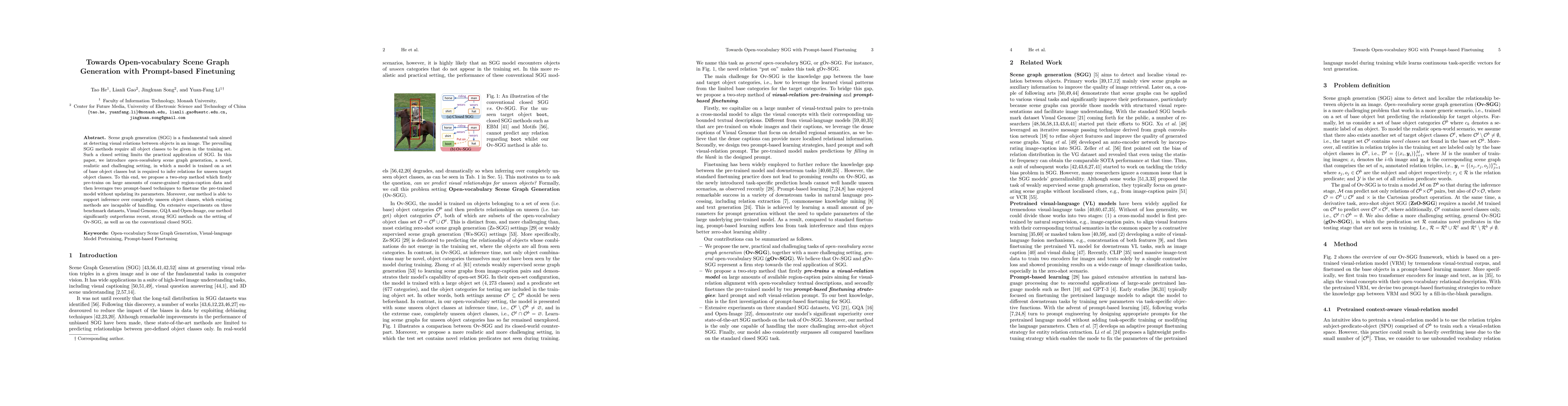 Thumbnail for Towards Open-vocabulary Scene Graph Generation with Prompt-based
  Finetuning