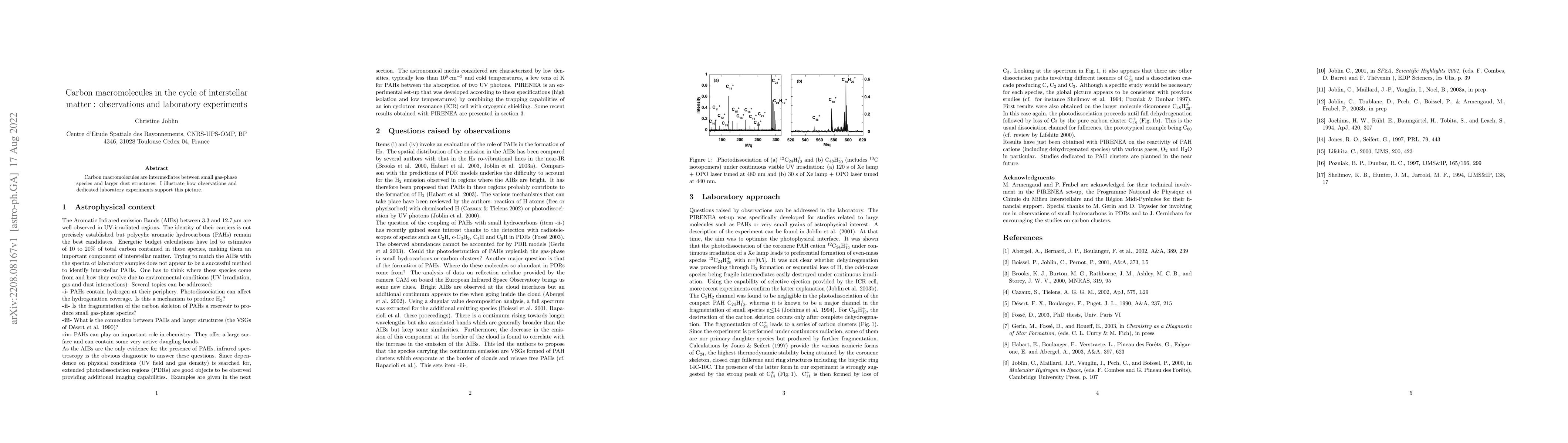 Thumbnail for Carbon macromolecules in the cycle of interstellar matter: observations
  andlaboratory experiments