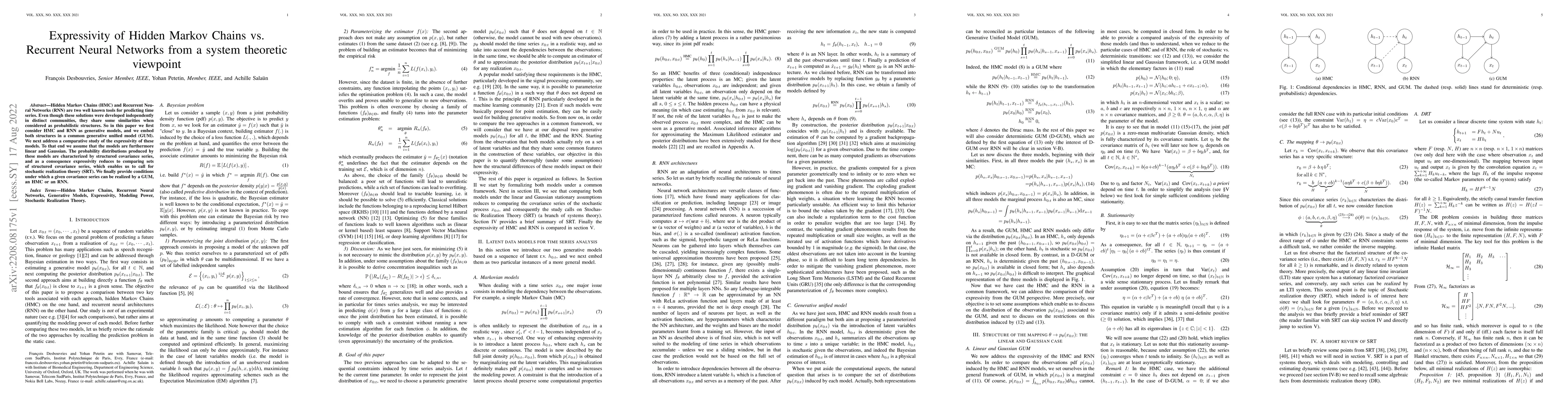 Thumbnail for Expressivity of Hidden Markov Chains vs. Recurrent Neural Networks from
  a system theoretic viewpoint