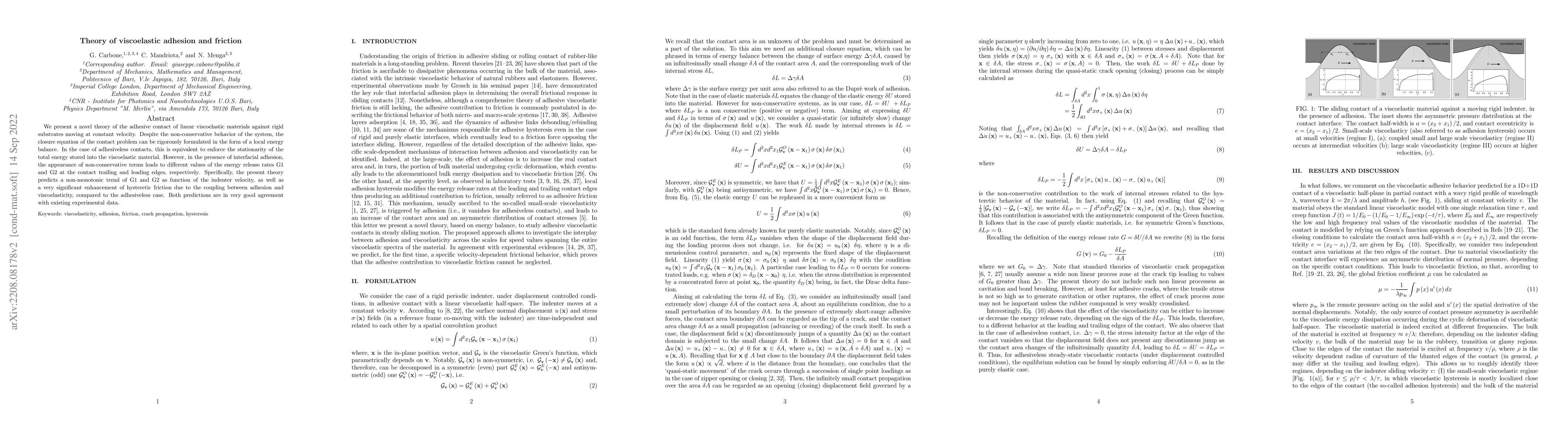 Thumbnail for Theory of viscoelastic adhesion and friction
