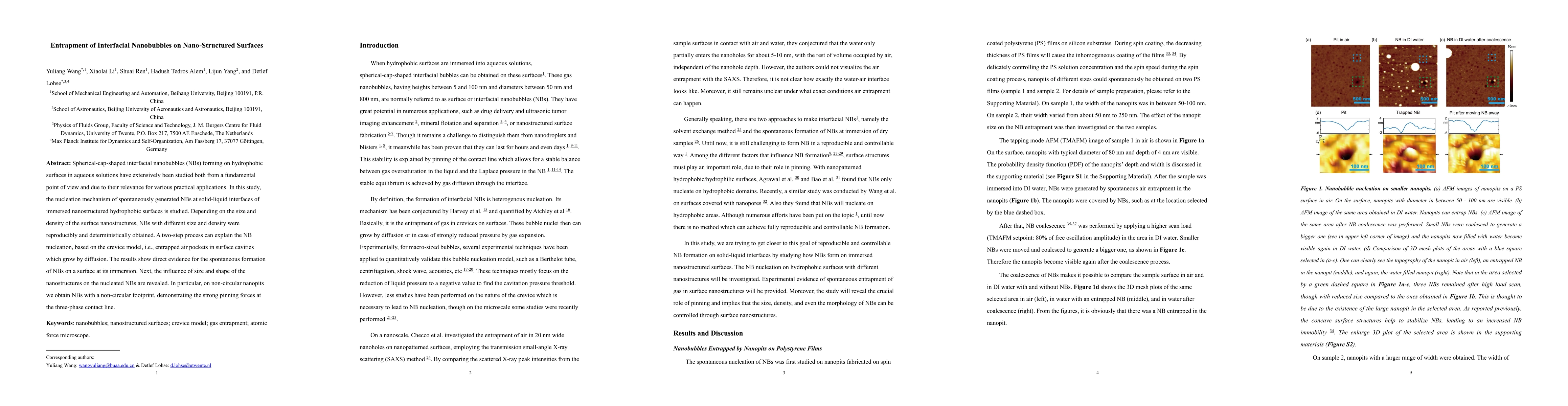 Thumbnail for Entrapment of Interfacial Nanobubbles on Nano Structured Surfaces