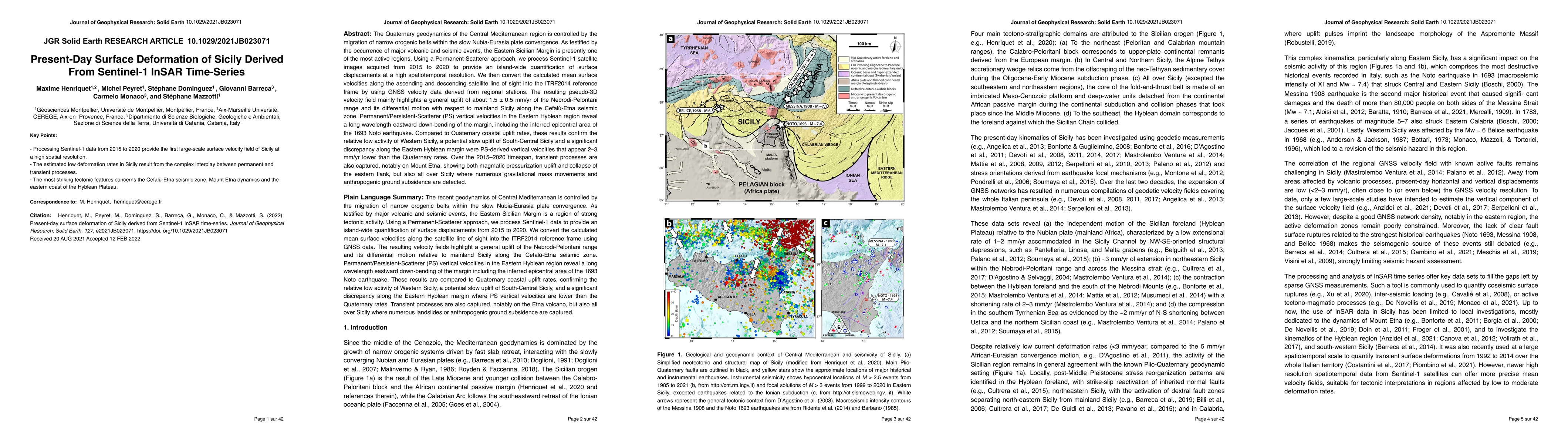 Thumbnail for Present-Day Surface Deformation of Sicily Derived From Sentinel-1 InSAR
  Time-Series