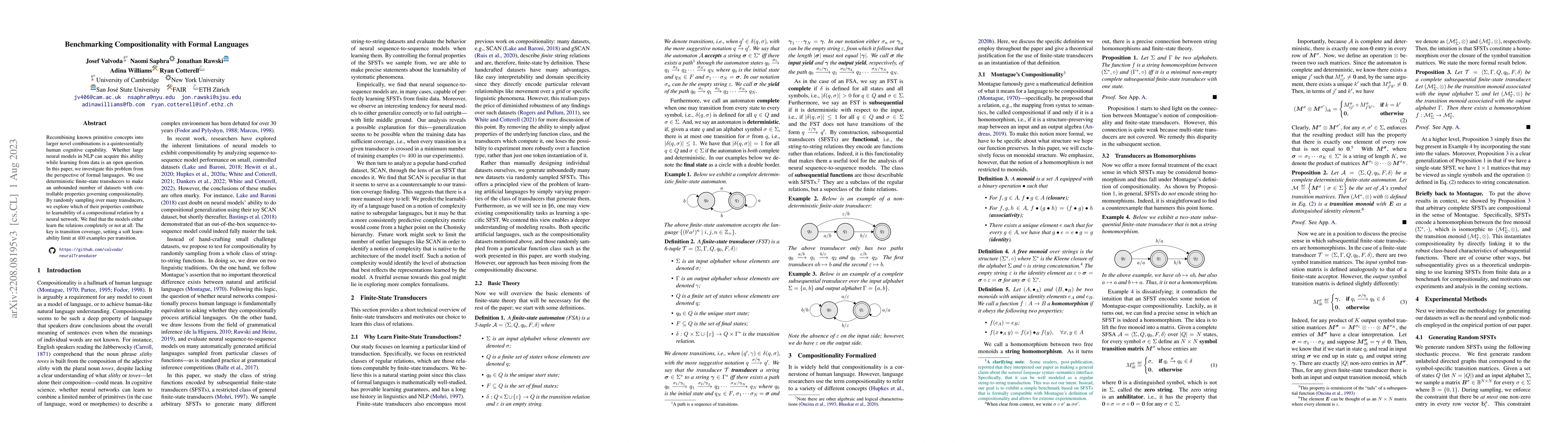 Thumbnail for Benchmarking Compositionality with Formal Languages