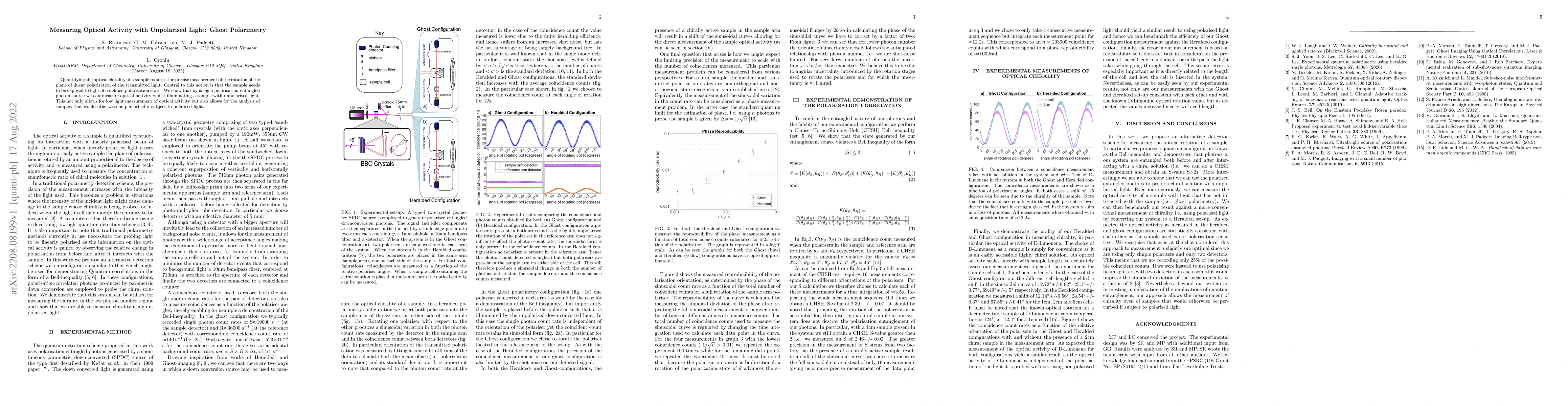 Thumbnail for Measuring Optical Activity with Unpolarised Light: Ghost Polarimetry