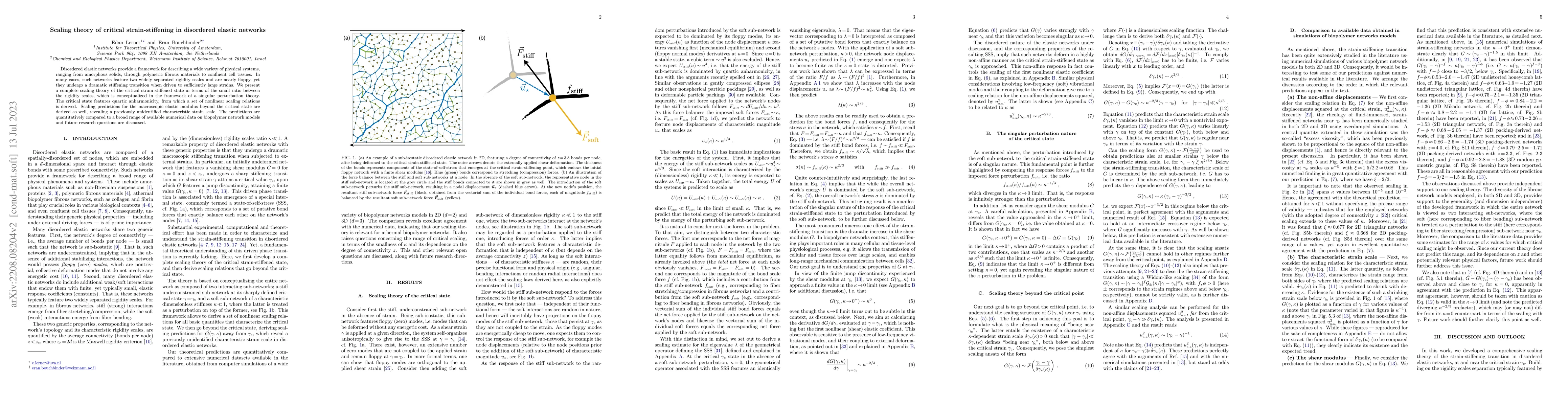 Thumbnail for Scaling theory of critical strain-stiffening in disordered elastic
  networks
