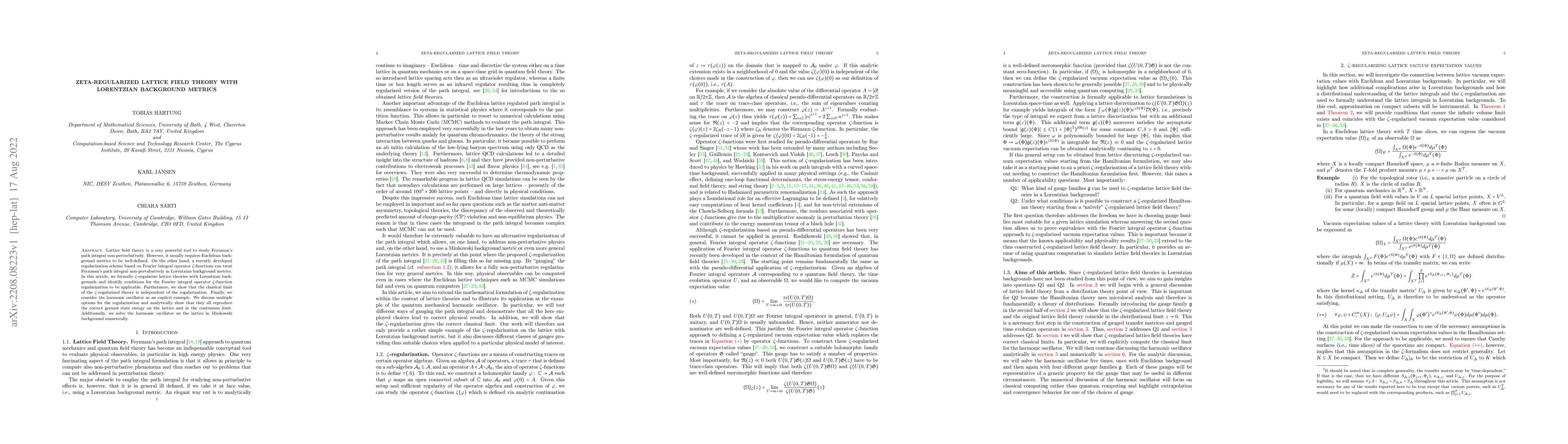 Thumbnail for Zeta-regularized Lattice Field Theory with Lorentzian background metrics