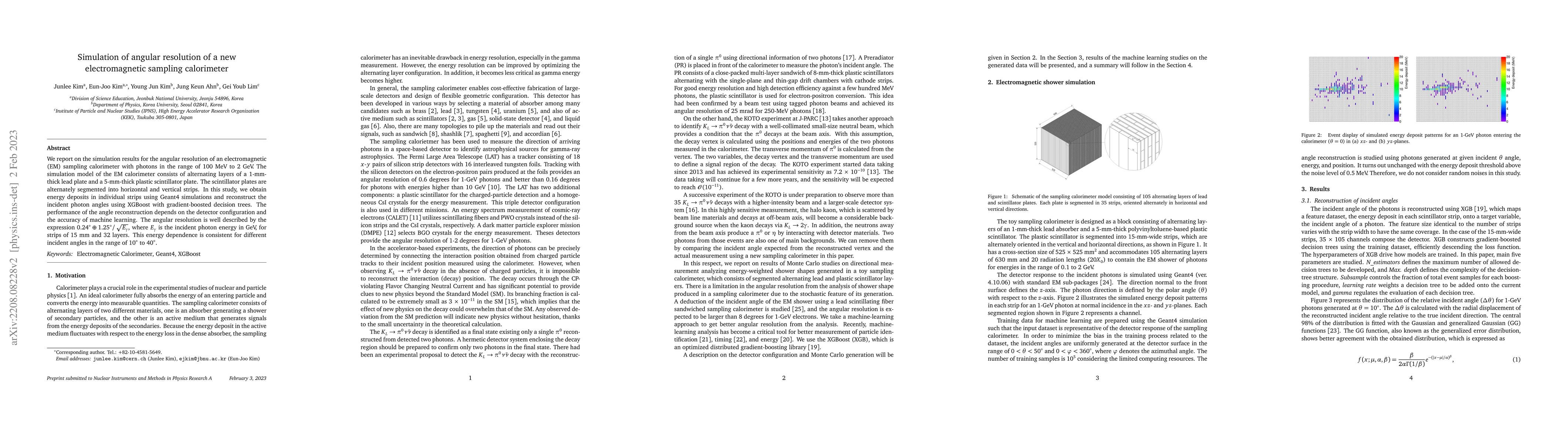 Thumbnail for Simulation of angular resolution of a new electromagnetic sampling
  calorimeter