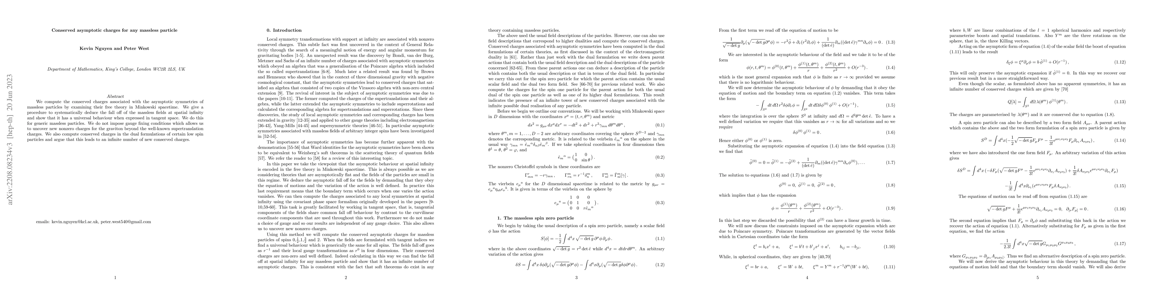 Thumbnail for Conserved asymptotic charges for any massless particle