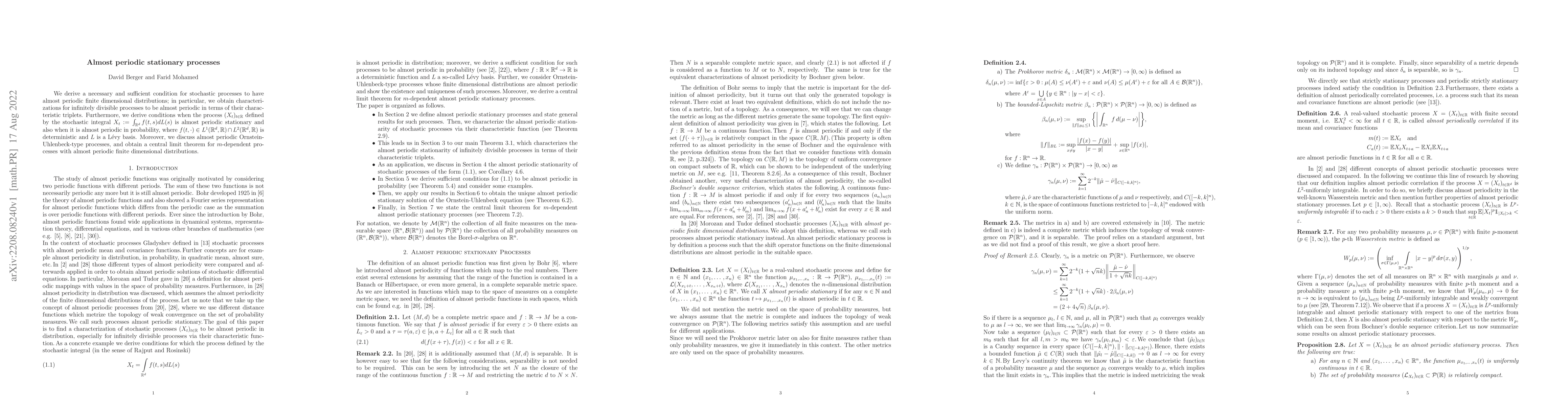 Thumbnail for Almost periodic stationary processes