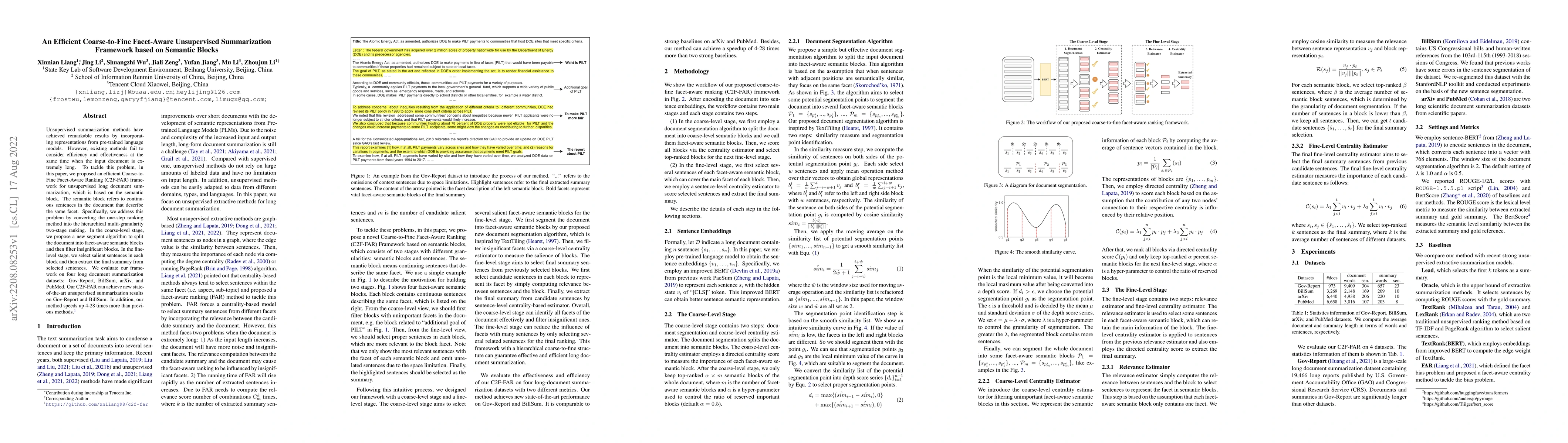 Thumbnail for An Efficient Coarse-to-Fine Facet-Aware Unsupervised Summarization
  Framework based on Semantic Blocks