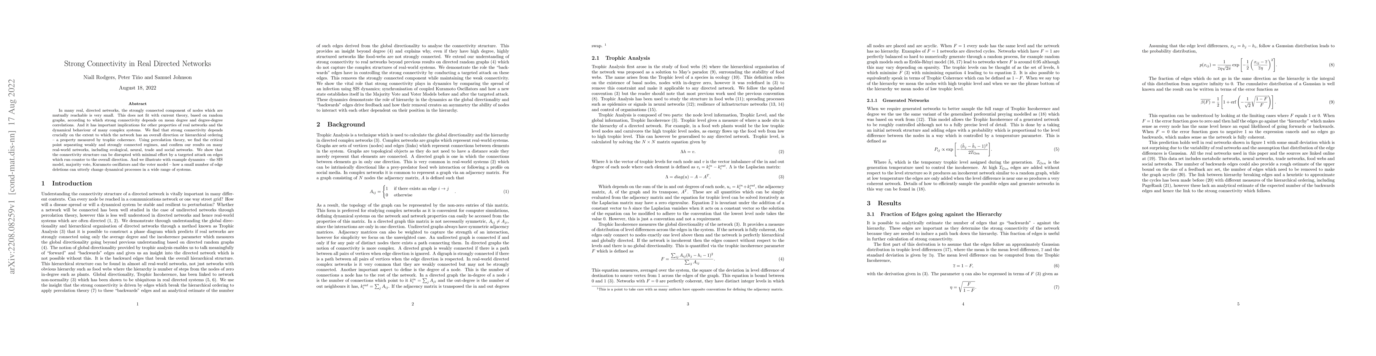 Thumbnail for Strong Connectivity in Real Directed Networks