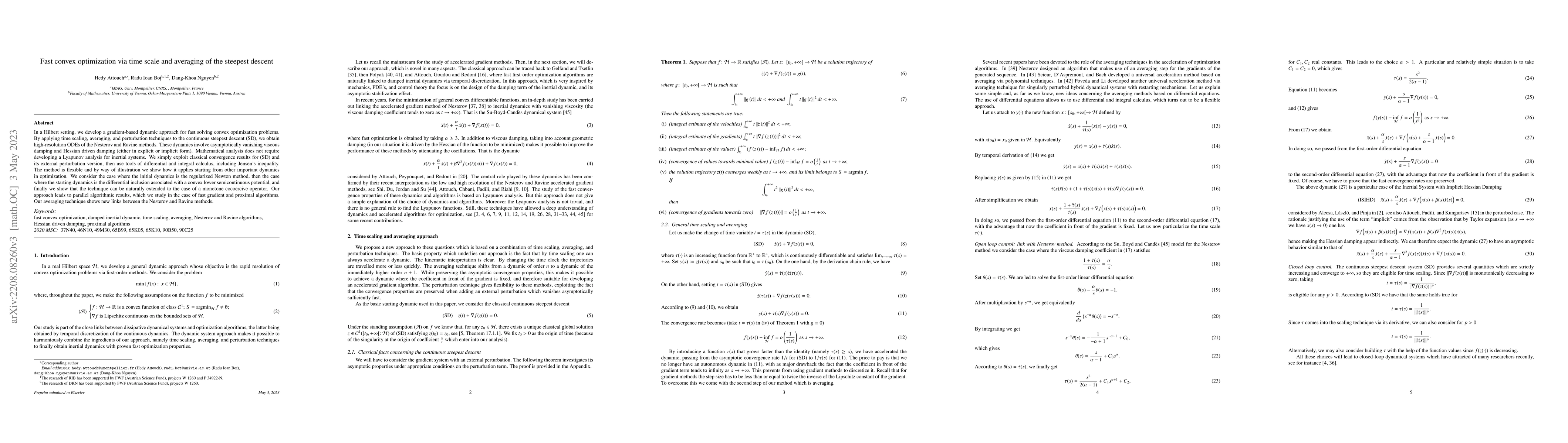 Thumbnail for Fast convex optimization via time scale and averaging of the steepest
  descent