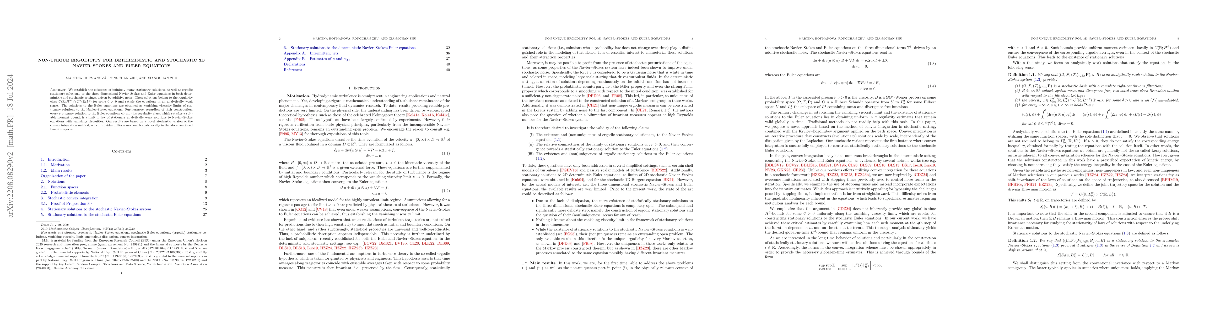 Thumbnail for Non-unique ergodicity for deterministic and stochastic 3D Navier--Stokes
  and Euler equations