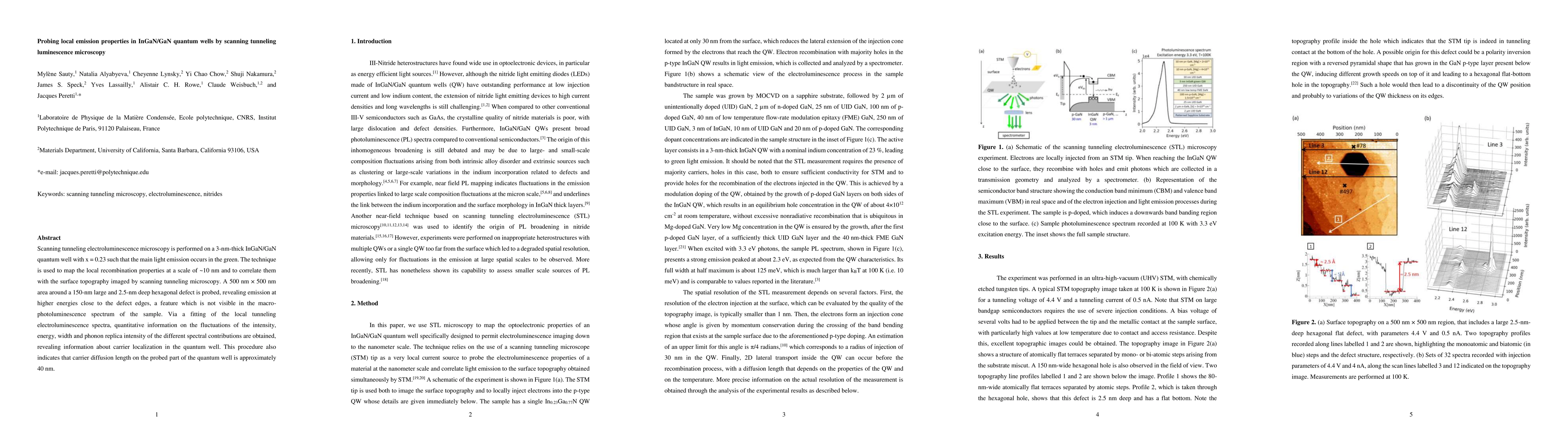 Thumbnail for Probing local emission properties in InGaN/GaN quantum wells by scanning
  tunneling luminescence microscopy