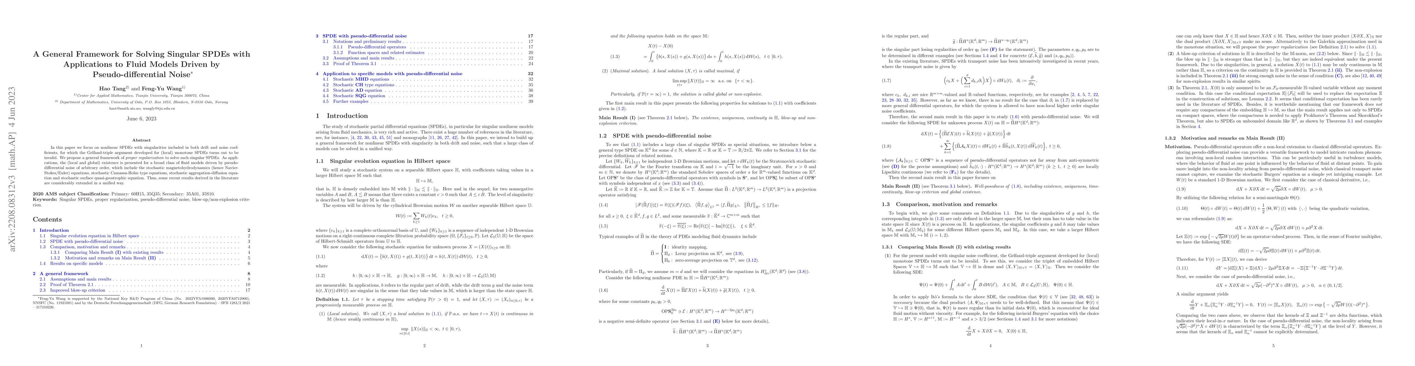 Thumbnail for A General Framework for Solving Singular SPDEs with Applications to
  Fluid Models Driven by Pseudo-differential Noise