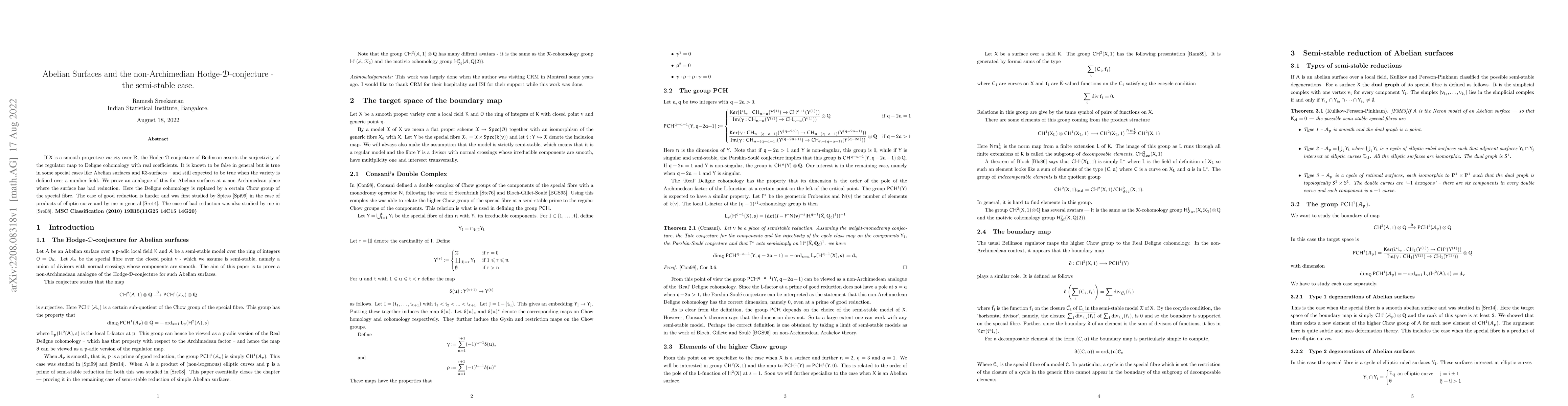 Thumbnail for Abelian surfaces and the non-Archimedean Hodge D-conjecture -- the
  semi-stable case