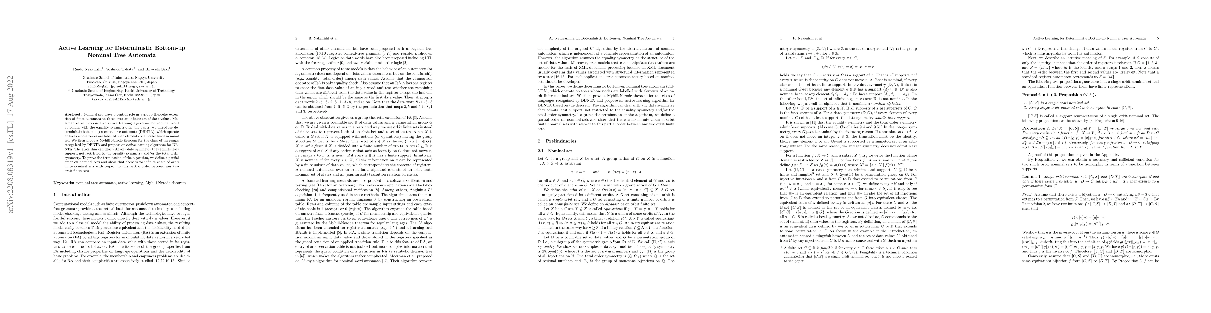 Thumbnail for Active Learning for Deterministic Bottom-up Nominal Tree Automata