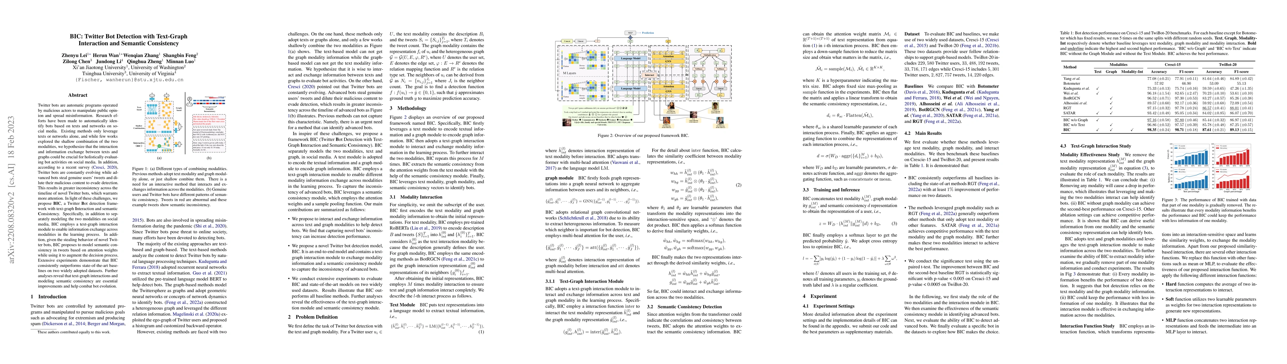 Thumbnail for BIC: Twitter Bot Detection with Text-Graph Interaction and Semantic
  Consistency