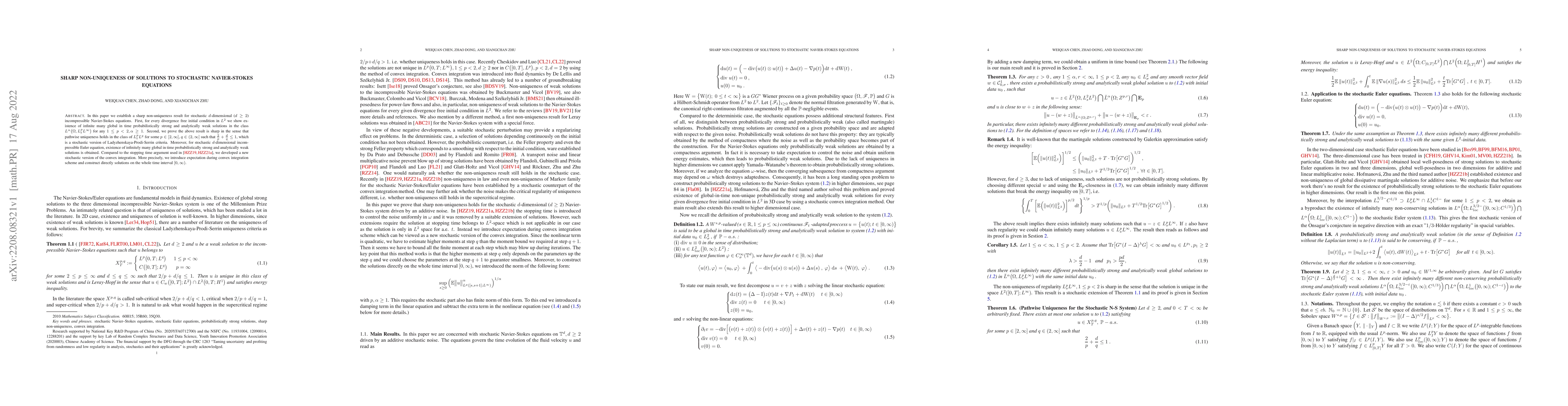 Thumbnail for Sharp non-uniqueness of solutions to stochastic Navier-Stokes equations